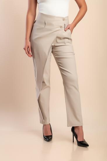 Elegáns fodros nadrág, bézs